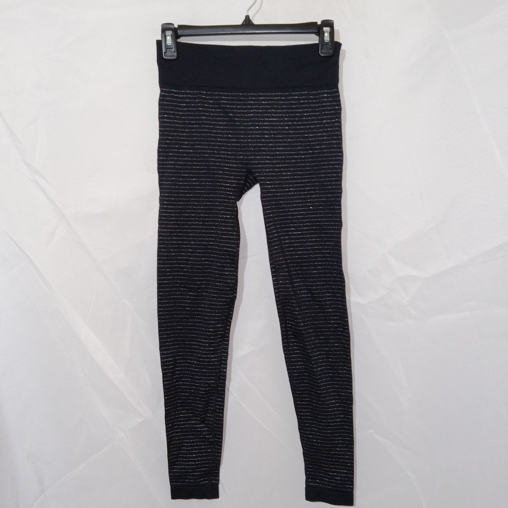 Athleta Compression Fitted Leggings Small Reflective Shimmer Stripe Sz Small - Picture 2 of 15